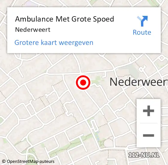 Locatie op kaart van de 112 melding: Ambulance Met Grote Spoed Naar Nederweert op 6 mei 2024 11:18