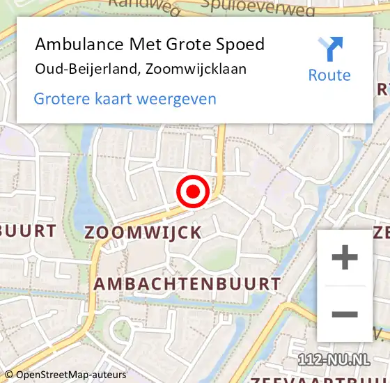 Locatie op kaart van de 112 melding: Ambulance Met Grote Spoed Naar Oud-Beijerland, Zoomwijcklaan op 6 mei 2024 11:25