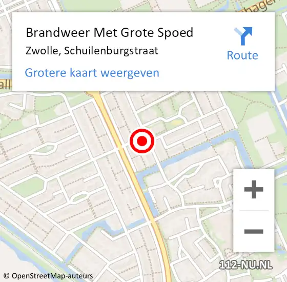 Locatie op kaart van de 112 melding: Brandweer Met Grote Spoed Naar Zwolle, Schuilenburgstraat op 6 mei 2024 11:27