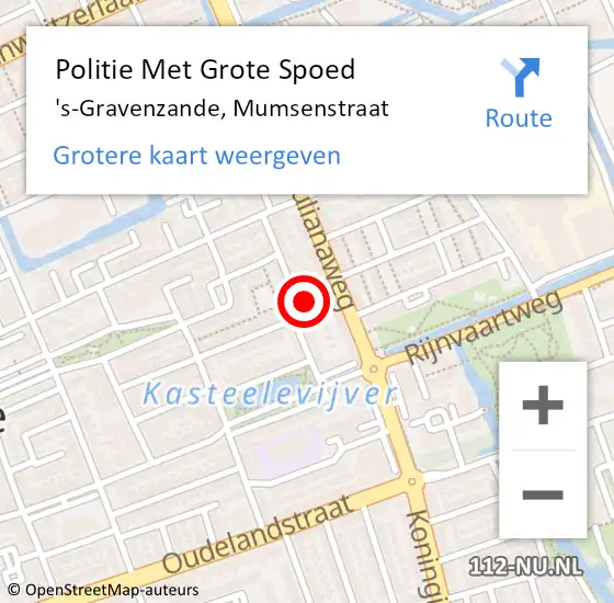 Locatie op kaart van de 112 melding: Politie Met Grote Spoed Naar 's-Gravenzande, Mumsenstraat op 6 mei 2024 11:27