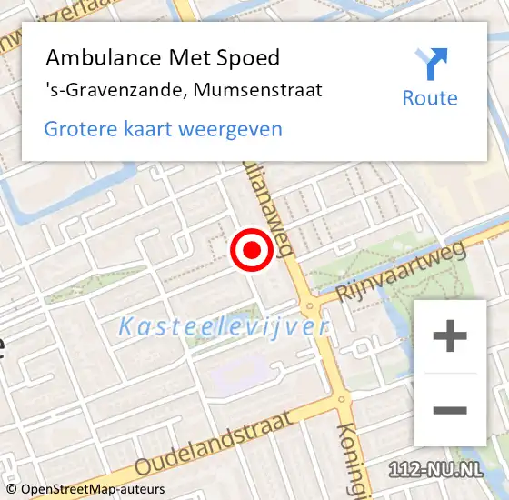 Locatie op kaart van de 112 melding: Ambulance Met Spoed Naar 's-Gravenzande, Mumsenstraat op 6 mei 2024 11:29