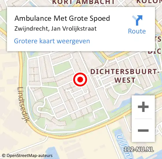 Locatie op kaart van de 112 melding: Ambulance Met Grote Spoed Naar Zwijndrecht, Jan Vrolijkstraat op 6 mei 2024 11:29