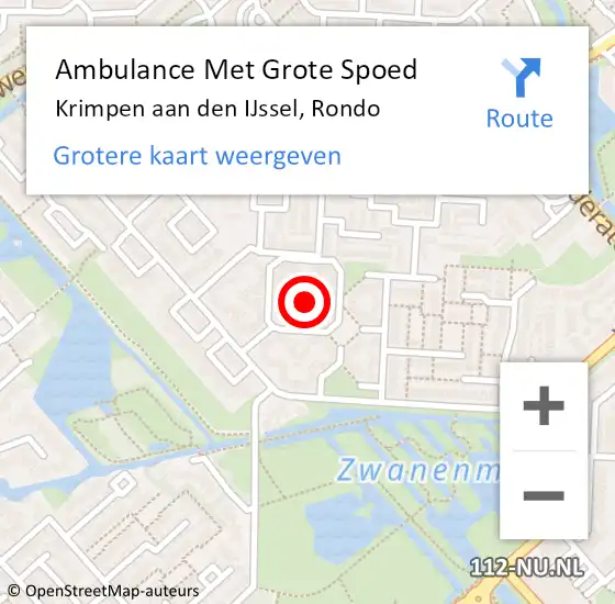 Locatie op kaart van de 112 melding: Ambulance Met Grote Spoed Naar Krimpen aan den IJssel, Rondo op 6 mei 2024 11:33