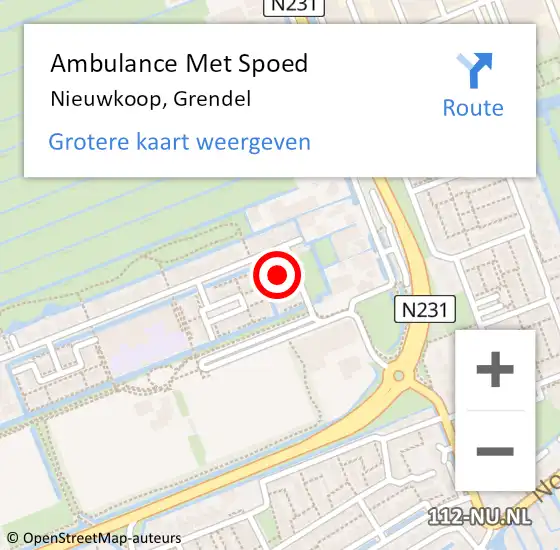 Locatie op kaart van de 112 melding: Ambulance Met Spoed Naar Nieuwkoop, Grendel op 6 mei 2024 11:34