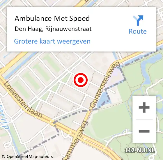 Locatie op kaart van de 112 melding: Ambulance Met Spoed Naar Den Haag, Rijnauwenstraat op 6 mei 2024 11:39