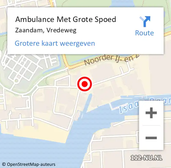 Locatie op kaart van de 112 melding: Ambulance Met Grote Spoed Naar Zaandam, Vredeweg op 6 mei 2024 11:43