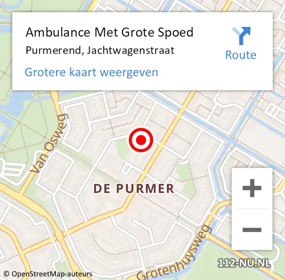 Locatie op kaart van de 112 melding: Ambulance Met Grote Spoed Naar Purmerend, Jachtwagenstraat op 6 mei 2024 12:05