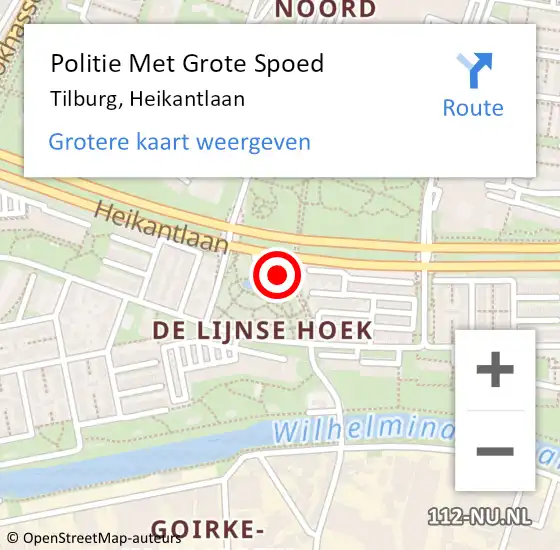 Locatie op kaart van de 112 melding: Politie Met Grote Spoed Naar Tilburg, Heikantlaan op 6 mei 2024 12:05