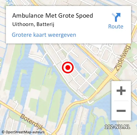 Locatie op kaart van de 112 melding: Ambulance Met Grote Spoed Naar Uithoorn, Batterij op 6 mei 2024 12:08