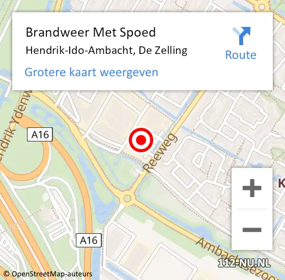 Locatie op kaart van de 112 melding: Brandweer Met Spoed Naar Hendrik-Ido-Ambacht, De Zelling op 6 mei 2024 12:09