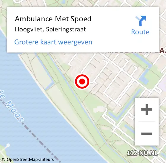 Locatie op kaart van de 112 melding: Ambulance Met Spoed Naar Hoogvliet, Spieringstraat op 6 mei 2024 12:10