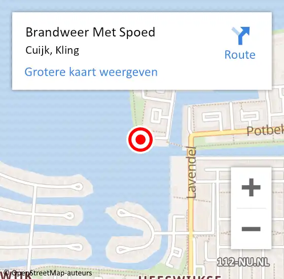 Locatie op kaart van de 112 melding: Brandweer Met Spoed Naar Cuijk, Kling op 6 mei 2024 12:38