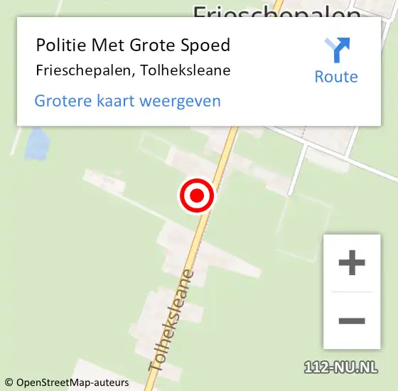 Locatie op kaart van de 112 melding: Politie Met Grote Spoed Naar Frieschepalen, Tolheksleane op 6 mei 2024 12:40