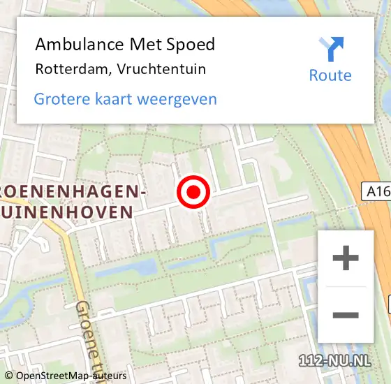 Locatie op kaart van de 112 melding: Ambulance Met Spoed Naar Rotterdam, Vruchtentuin op 6 mei 2024 12:52