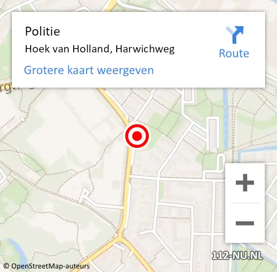 Locatie op kaart van de 112 melding: Politie Hoek van Holland, Harwichweg op 6 mei 2024 12:53