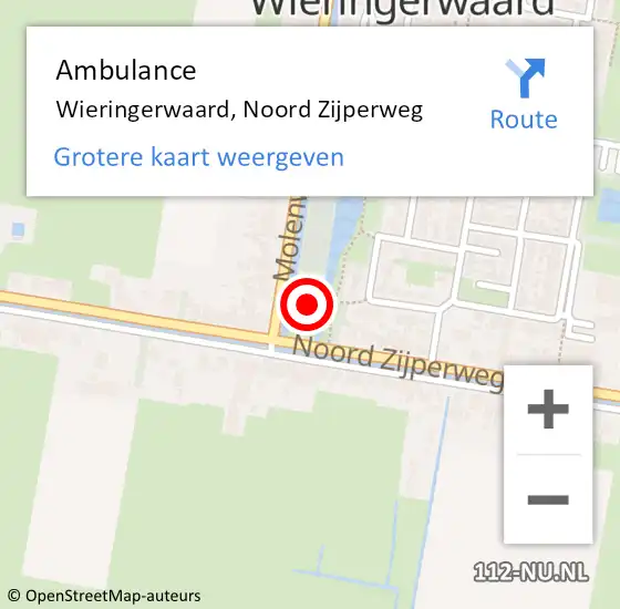 Locatie op kaart van de 112 melding: Ambulance Wieringerwaard, Noord Zijperweg op 6 mei 2024 12:58