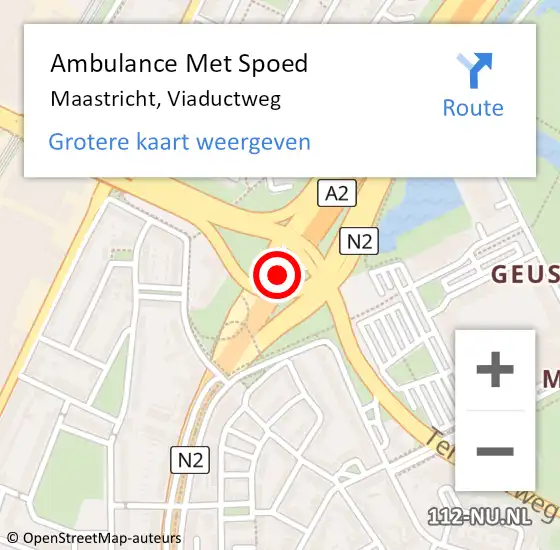 Locatie op kaart van de 112 melding: Ambulance Met Spoed Naar Maastricht, Viaductweg op 6 mei 2024 13:17