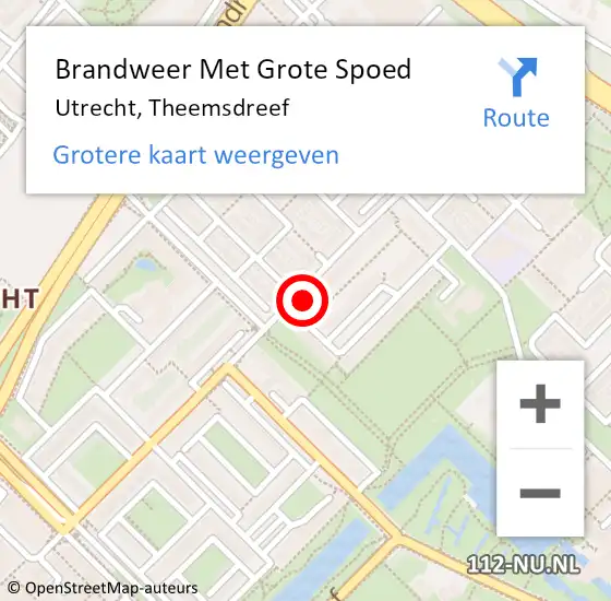 Locatie op kaart van de 112 melding: Brandweer Met Grote Spoed Naar Utrecht, Theemsdreef op 6 mei 2024 13:18