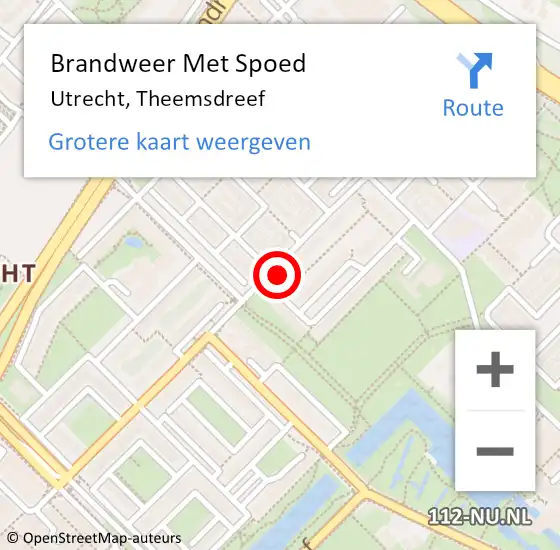 Locatie op kaart van de 112 melding: Brandweer Met Spoed Naar Utrecht, Theemsdreef op 6 mei 2024 13:28