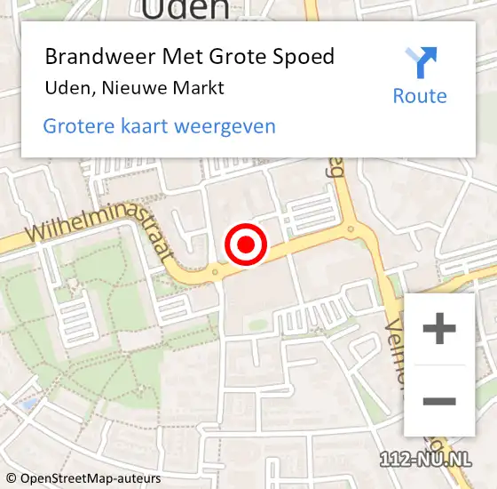 Locatie op kaart van de 112 melding: Brandweer Met Grote Spoed Naar Uden, Nieuwe Markt op 6 mei 2024 13:35