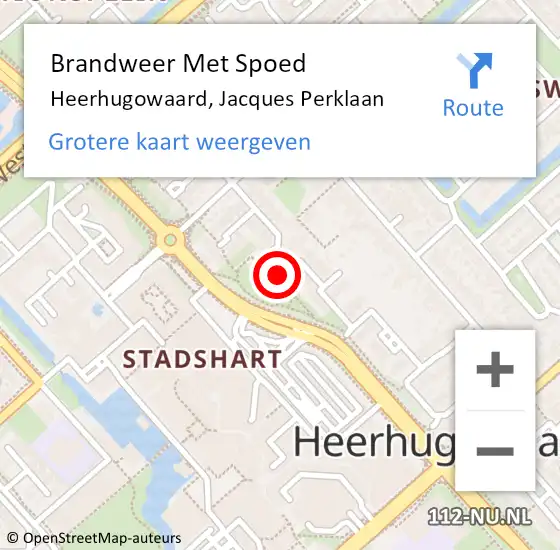 Locatie op kaart van de 112 melding: Brandweer Met Spoed Naar Heerhugowaard, Jacques Perklaan op 6 mei 2024 13:37