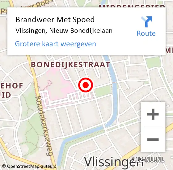 Locatie op kaart van de 112 melding: Brandweer Met Spoed Naar Vlissingen, Nieuw Bonedijkelaan op 6 mei 2024 13:51