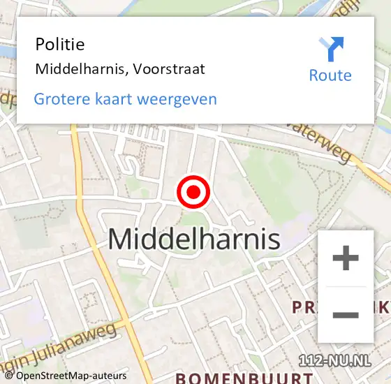 Locatie op kaart van de 112 melding: Politie Middelharnis, Voorstraat op 6 mei 2024 13:55
