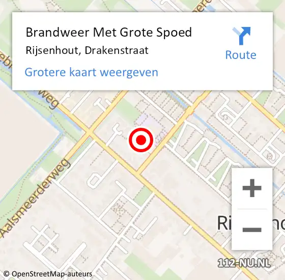 Locatie op kaart van de 112 melding: Brandweer Met Grote Spoed Naar Rijsenhout, Drakenstraat op 6 mei 2024 14:02