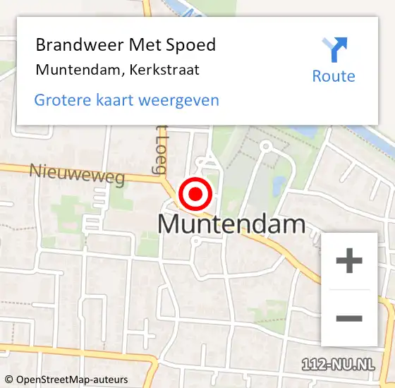 Locatie op kaart van de 112 melding: Brandweer Met Spoed Naar Muntendam, Kerkstraat op 6 mei 2024 14:11