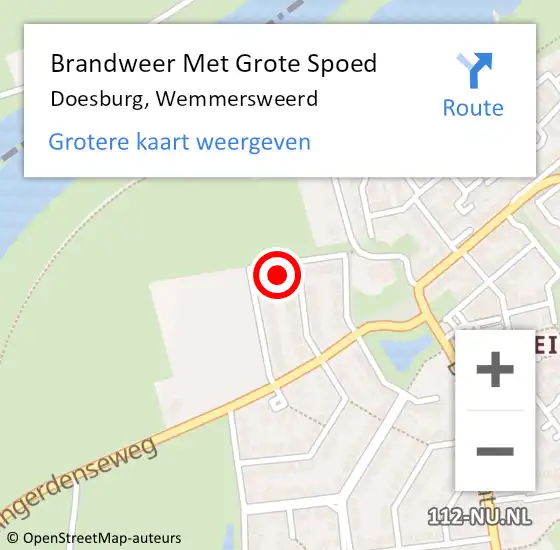 Locatie op kaart van de 112 melding: Brandweer Met Grote Spoed Naar Doesburg, Wemmersweerd op 6 mei 2024 14:12