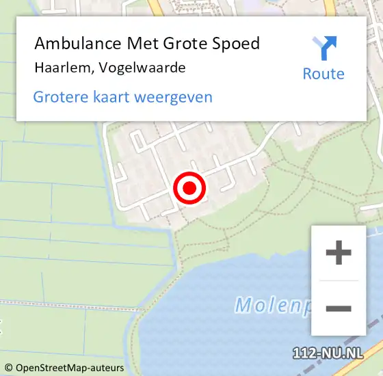 Locatie op kaart van de 112 melding: Ambulance Met Grote Spoed Naar Haarlem, Vogelwaarde op 6 mei 2024 14:12