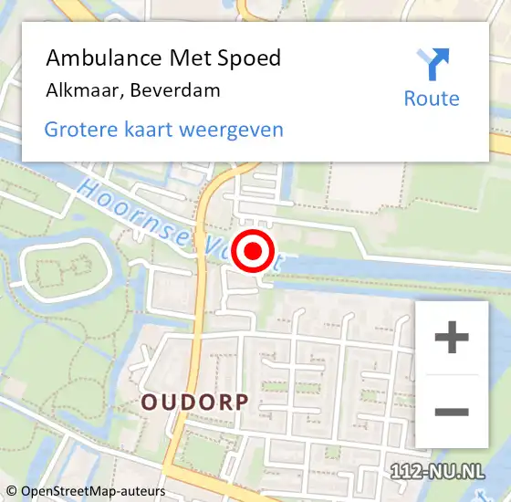 Locatie op kaart van de 112 melding: Ambulance Met Spoed Naar Alkmaar, Beverdam op 6 mei 2024 14:19