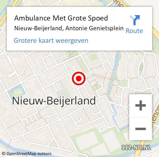 Locatie op kaart van de 112 melding: Ambulance Met Grote Spoed Naar Nieuw-Beijerland, Antonie Genietsplein op 6 mei 2024 14:23