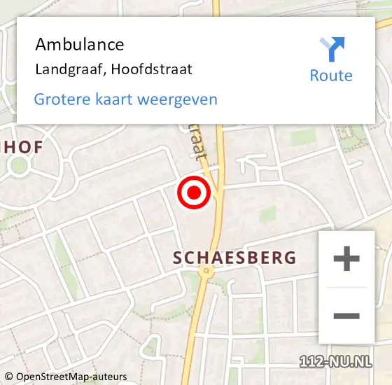 Locatie op kaart van de 112 melding: Ambulance Landgraaf, Hoofdstraat op 4 oktober 2014 22:01