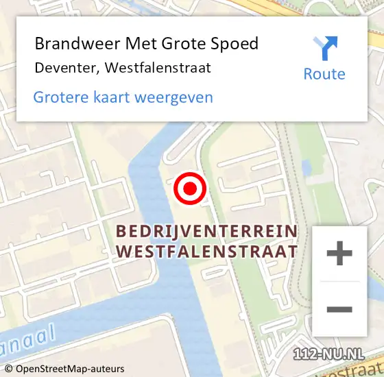 Locatie op kaart van de 112 melding: Brandweer Met Grote Spoed Naar Deventer, Westfalenstraat op 6 mei 2024 14:24
