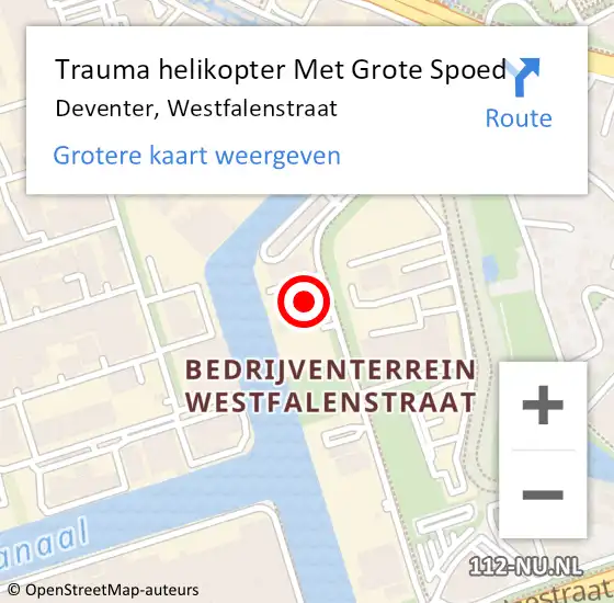 Locatie op kaart van de 112 melding: Trauma helikopter Met Grote Spoed Naar Deventer, Westfalenstraat op 6 mei 2024 14:28