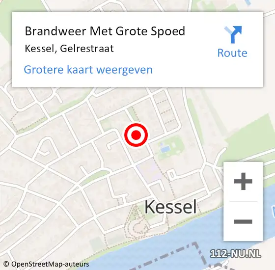 Locatie op kaart van de 112 melding: Brandweer Met Grote Spoed Naar Kessel, Gelrestraat op 6 mei 2024 14:32