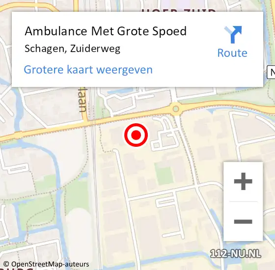 Locatie op kaart van de 112 melding: Ambulance Met Grote Spoed Naar Schagen, Zuiderweg op 6 mei 2024 14:44