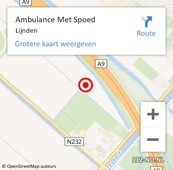Locatie op kaart van de 112 melding: Ambulance Met Spoed Naar Lijnden op 6 mei 2024 14:55