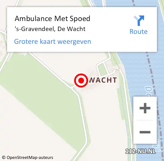 Locatie op kaart van de 112 melding: Ambulance Met Spoed Naar 's-Gravendeel, De Wacht op 6 mei 2024 14:56