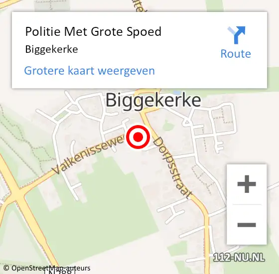 Locatie op kaart van de 112 melding: Politie Met Grote Spoed Naar Biggekerke op 6 mei 2024 14:57