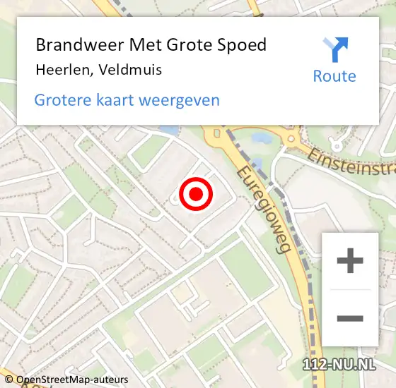 Locatie op kaart van de 112 melding: Brandweer Met Grote Spoed Naar Heerlen, Veldmuis op 6 mei 2024 14:59