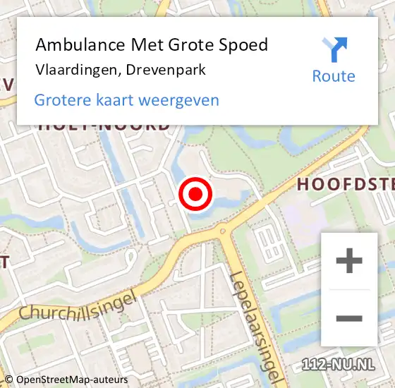 Locatie op kaart van de 112 melding: Ambulance Met Grote Spoed Naar Vlaardingen, Drevenpark op 6 mei 2024 15:00