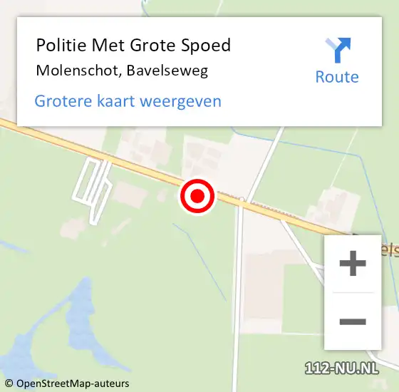 Locatie op kaart van de 112 melding: Politie Met Grote Spoed Naar Molenschot, Bavelseweg op 6 mei 2024 15:23