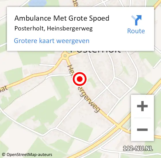 Locatie op kaart van de 112 melding: Ambulance Met Grote Spoed Naar Posterholt, Heinsbergerweg op 6 mei 2024 15:33