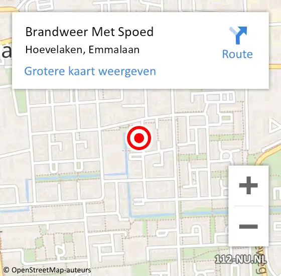 Locatie op kaart van de 112 melding: Brandweer Met Spoed Naar Hoevelaken, Emmalaan op 6 mei 2024 15:37