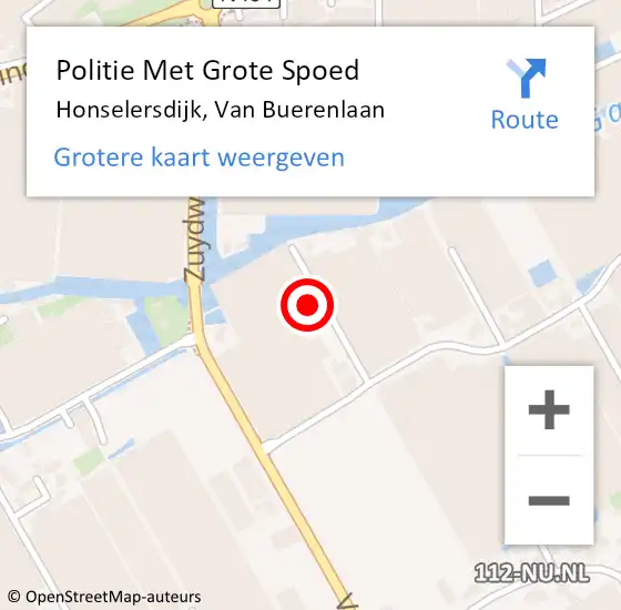 Locatie op kaart van de 112 melding: Politie Met Grote Spoed Naar Honselersdijk, Van Buerenlaan op 6 mei 2024 15:43