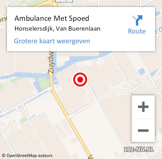 Locatie op kaart van de 112 melding: Ambulance Met Spoed Naar Honselersdijk, Van Buerenlaan op 6 mei 2024 15:43