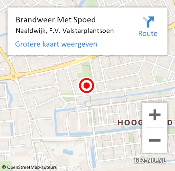Locatie op kaart van de 112 melding: Brandweer Met Spoed Naar Naaldwijk, F.V. Valstarplantsoen op 6 mei 2024 15:44