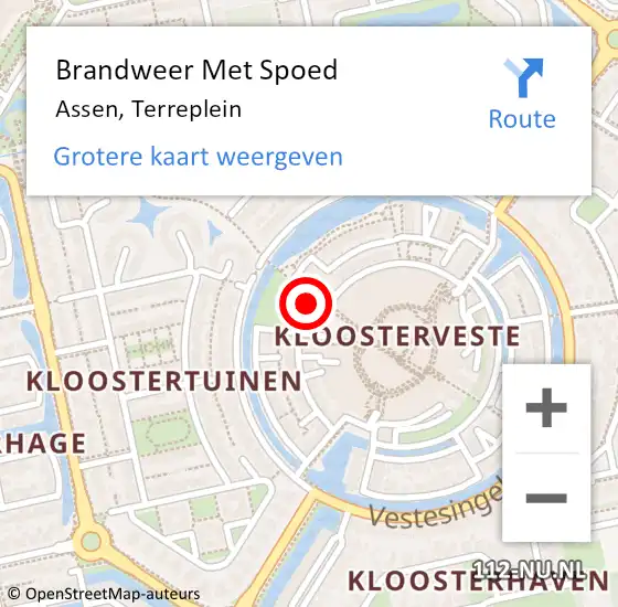 Locatie op kaart van de 112 melding: Brandweer Met Spoed Naar Assen, Terreplein op 6 mei 2024 15:48